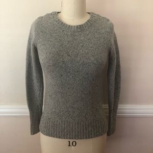 J. Crew Sweater S Gray Button Shoulder Lambswool